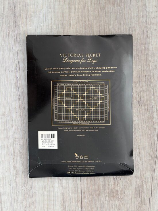 NWT Victoria’s Secret Sensual Shapers Almost Black Silky Sheer Pantyhose Vintage - Picture 2 of 2